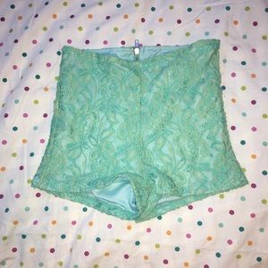 Turquoise Lace Shorts